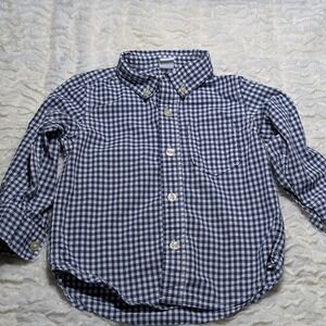 Baby Gap Toddler Boys Navy Gingham Button Down‎ Shirt 18–24M